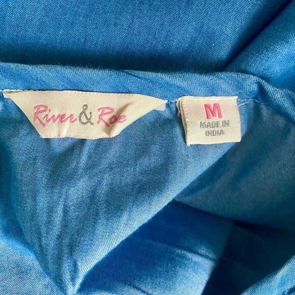 River & Rose Denim Lace up Ruffle Sleeveless Dress with Pockets Medium - Picture 9 of 10